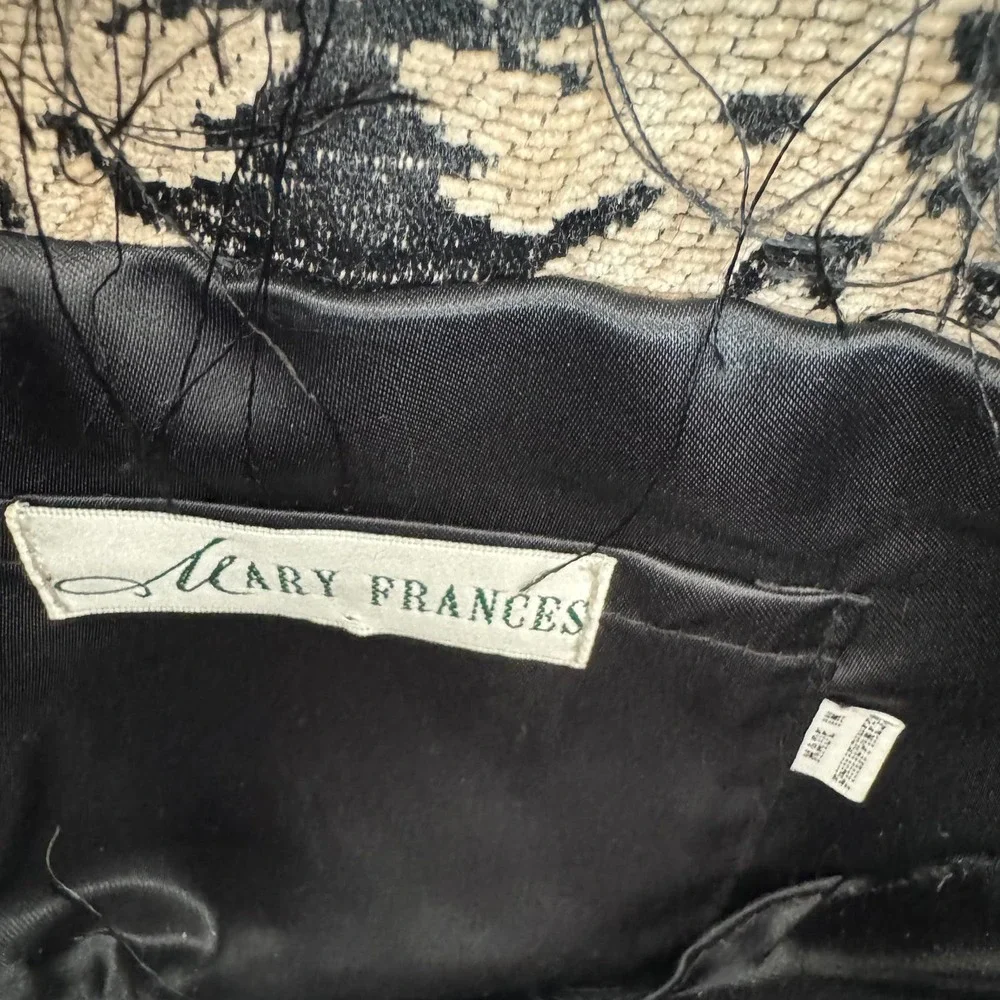 Mary Frances Fully Beaded Semi-Circle Clutch Bag Feather Trim Wood Handle - Picture 7 of 12